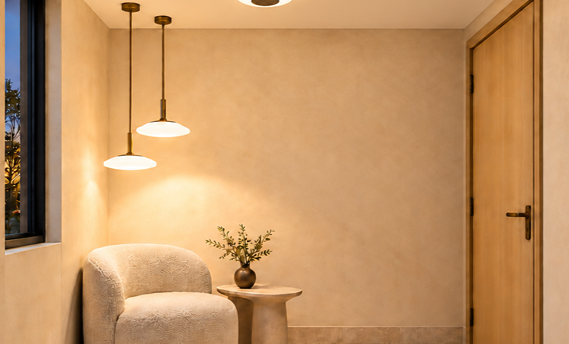 Badezimmer Vorraum mit drei Deckenleuchten Renovierter Badezimmer Vorraum mit drei Deckenleuchten